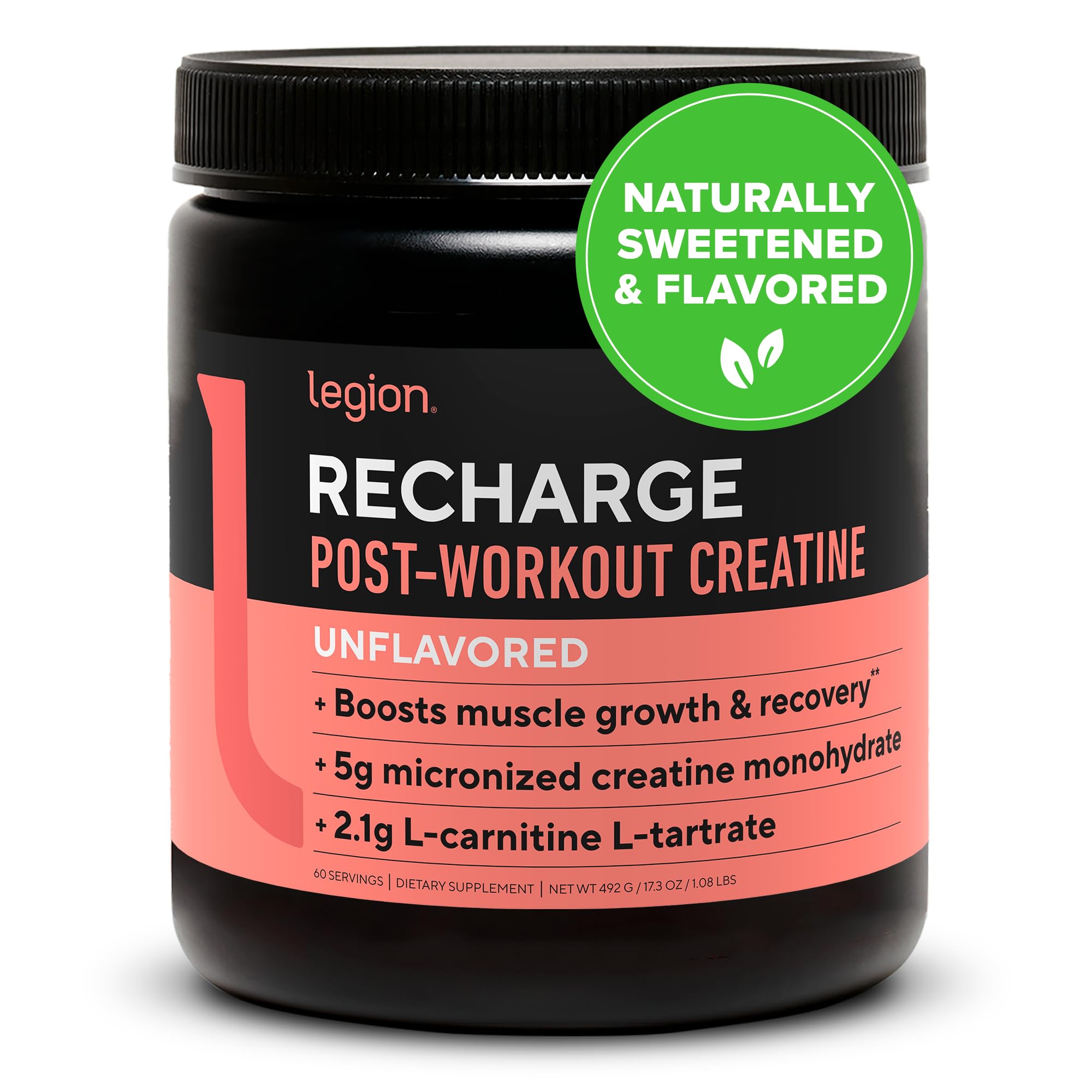 LEGION Recharge bottle front with clean branding and recovery potential.