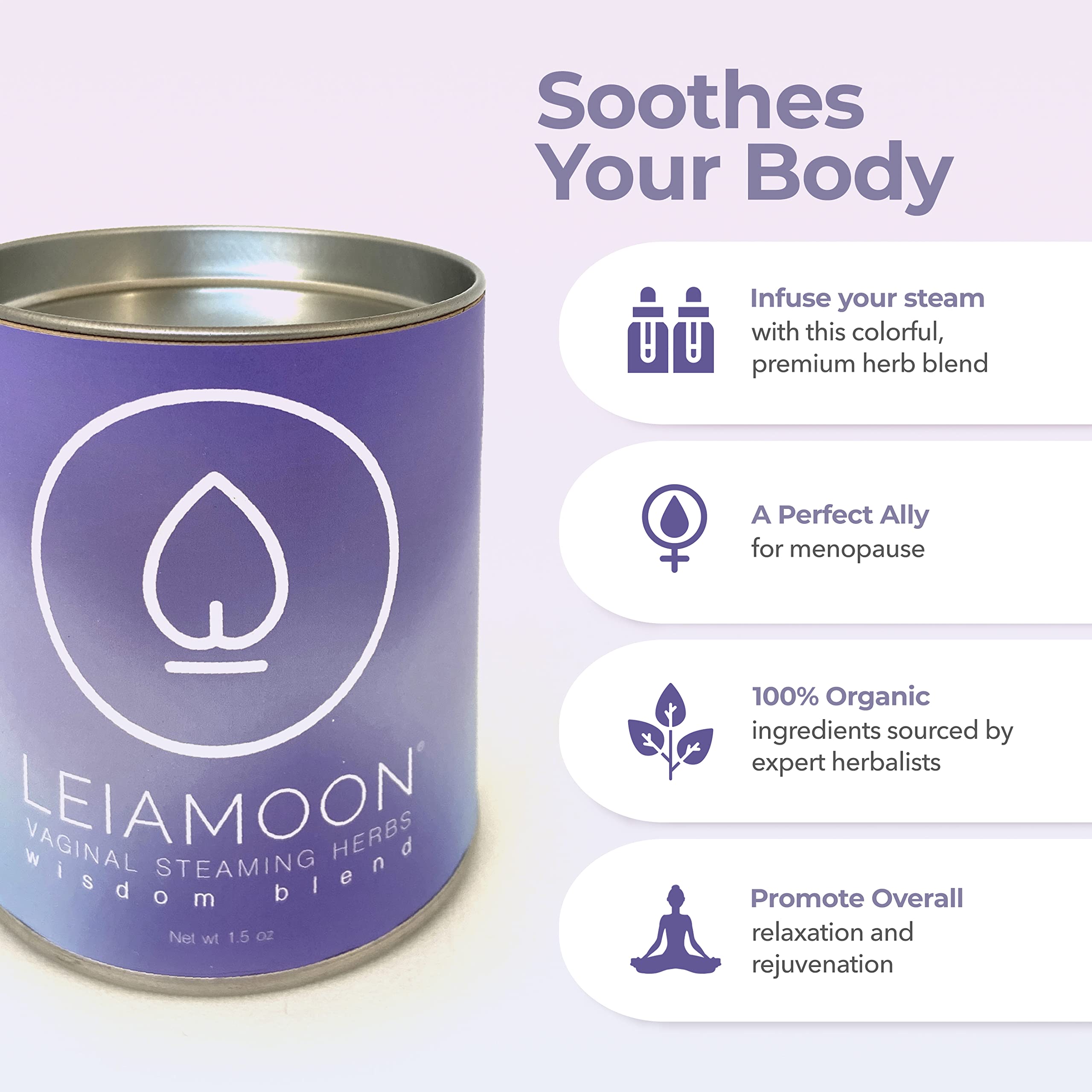 Leiamoon Wisdom Blend herbs in warm tub for a relaxing soak.