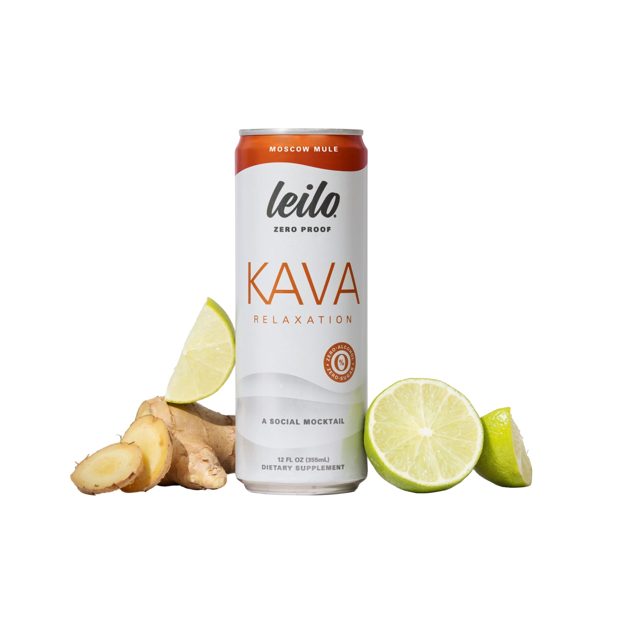 Leilo Kava Moscow Mule can front view for a refreshing mocktail