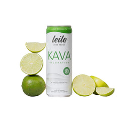 LEILO kava-powered lime margarita pack of 12 cans for convenient sugar-free sipping