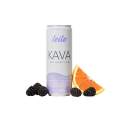 Leilo Kava Relaxation can, cold and ready for a non-alcoholic unwind.