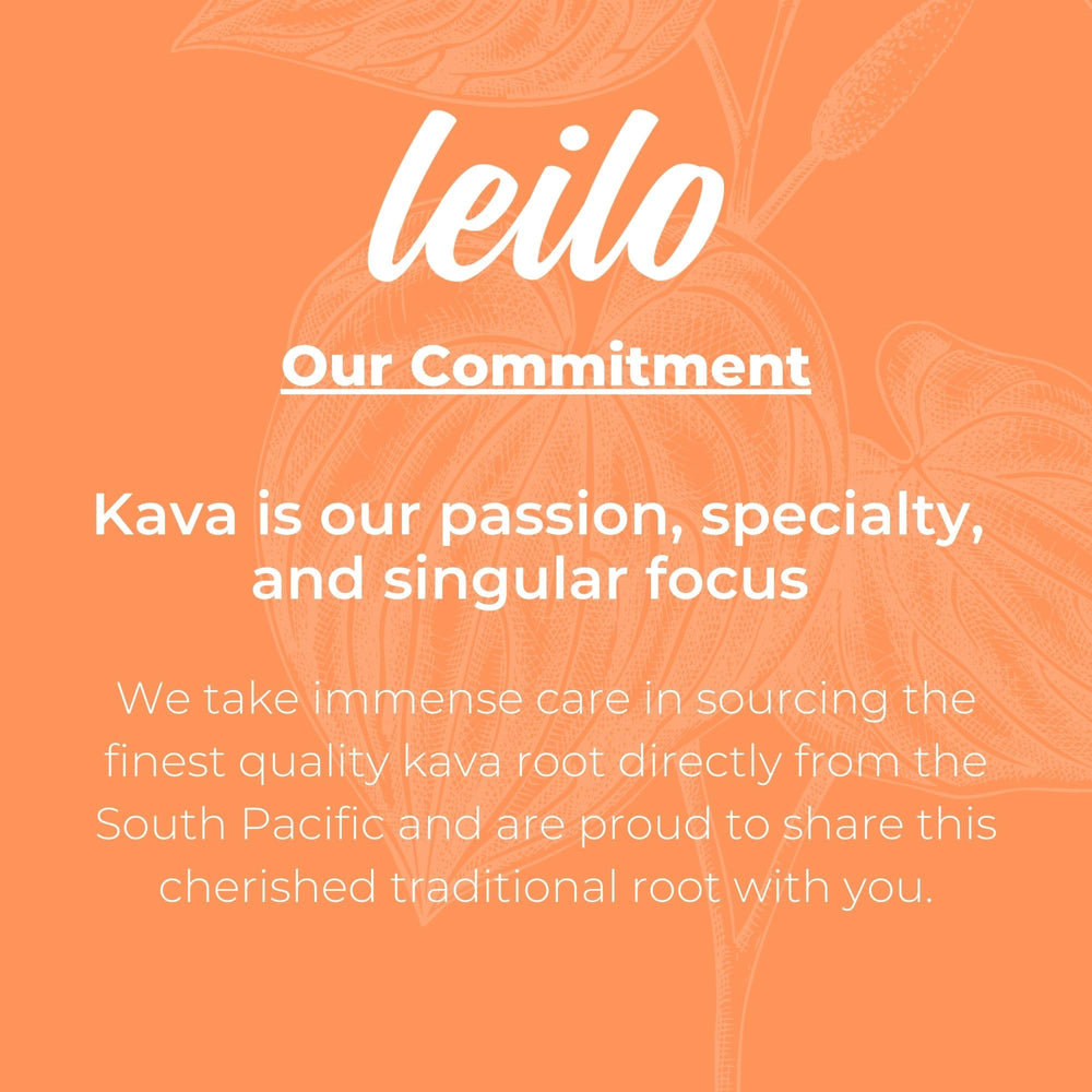 Leilo origin south-pacific kava root emphasizes natural, plant-based relaxation inspiration.