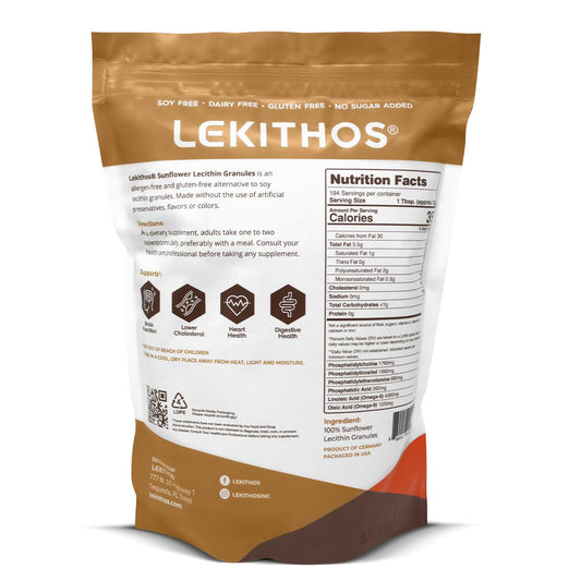 Lekithos sunflower lecithin granules serving scoop highlights versatile daily use