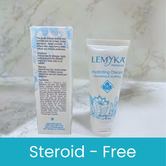 LEMYKA before-and-after patch imagery showing hydration benefits