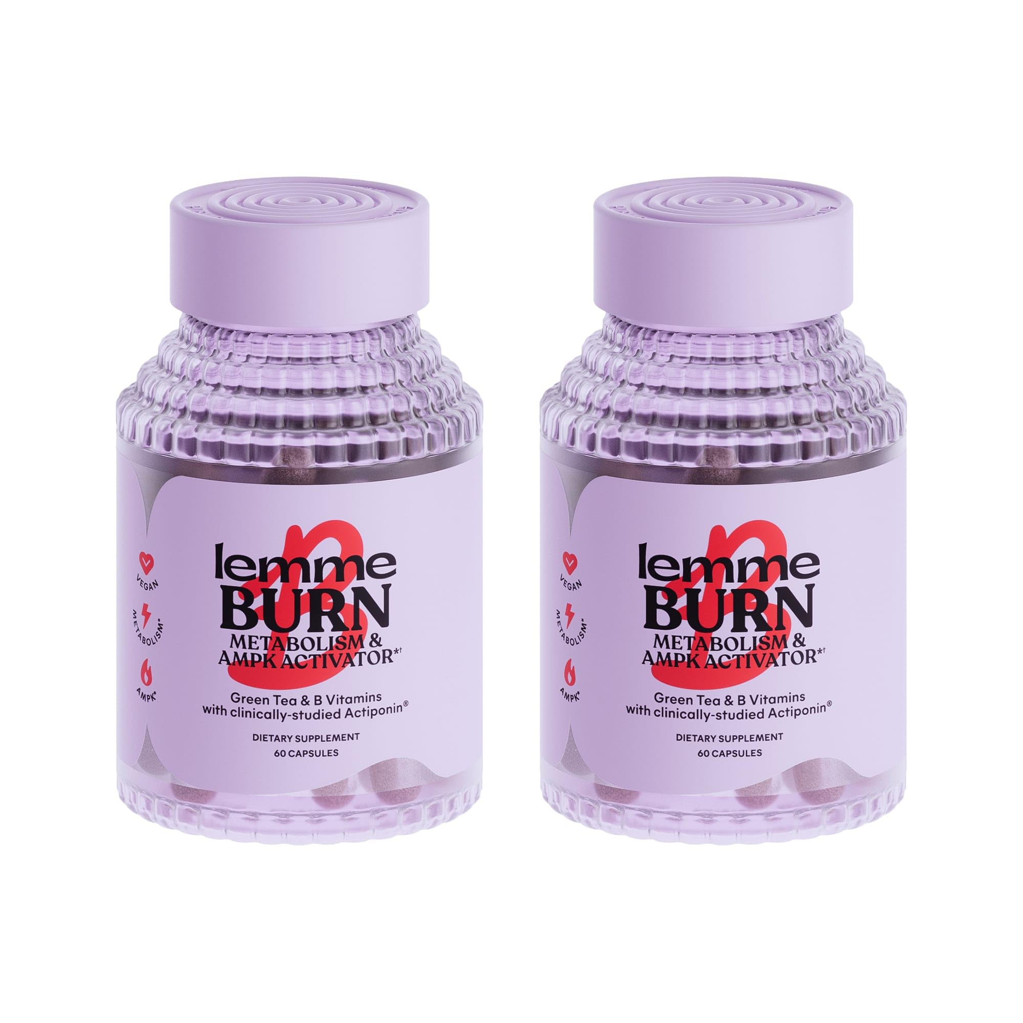 Lemme Burn Belly Fat Capsules bottle showing Actiponin and EGCG for metabolism support