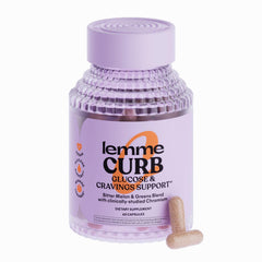 Lemme Curb Cravings bottle shows two capsules for daily use.