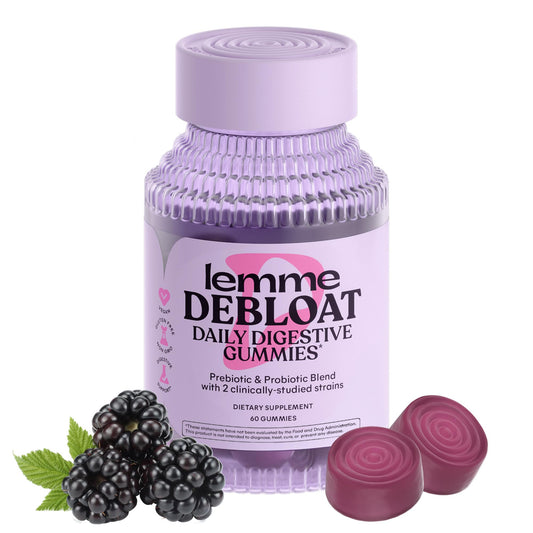 Lemme Debloat bottle on kitchen counter signaling daily gut support.