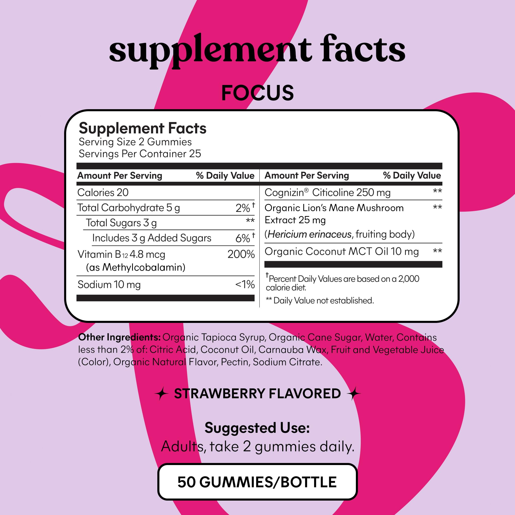 Lemme Focus vitamin B12 label emphasizes energy and nervous system support.