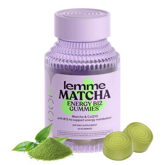 Lemme Matcha Energy Gummies bottle shows easy daily energy support on the go.
