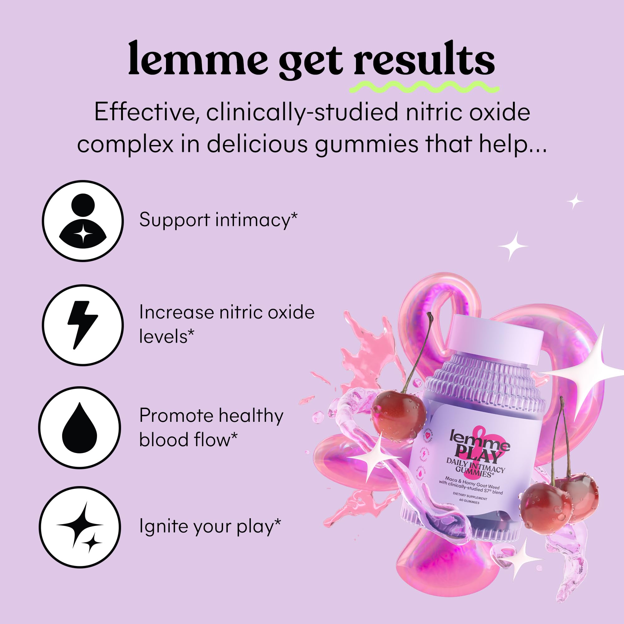 Lemme Play closeup of gummies highlights cherry flavor for a tasty daily ritual.