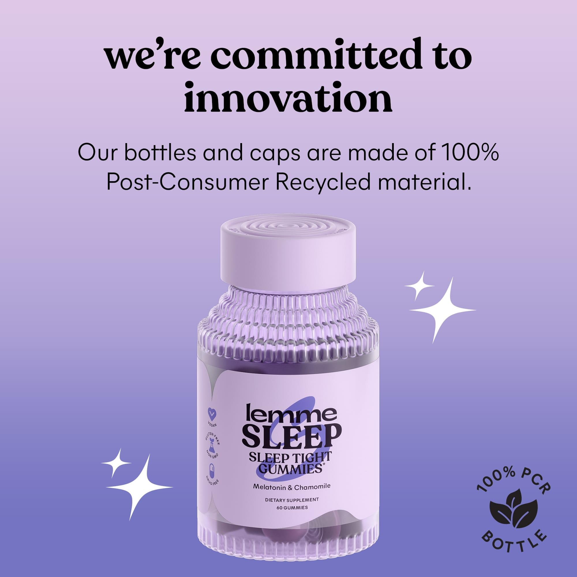 Lemme Sleep drug-free formulation in a gelatin-free gummy.