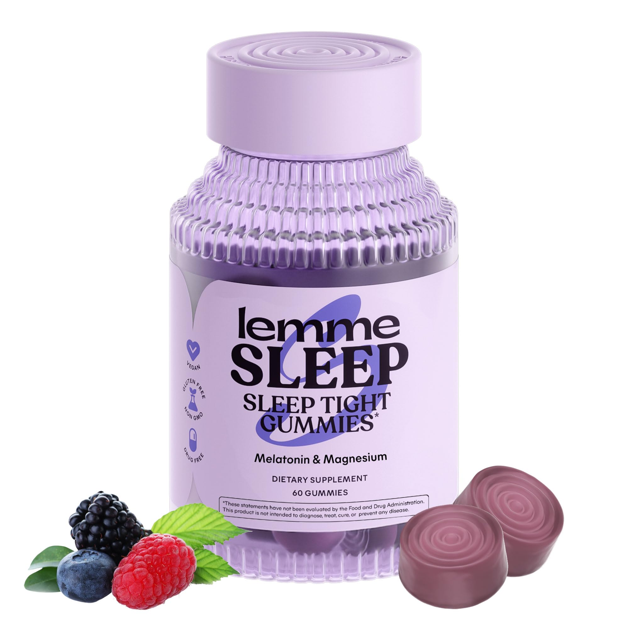 Lemme Sleep gummies with melatonin bottle, berry flavor, for easier bedtime routine.