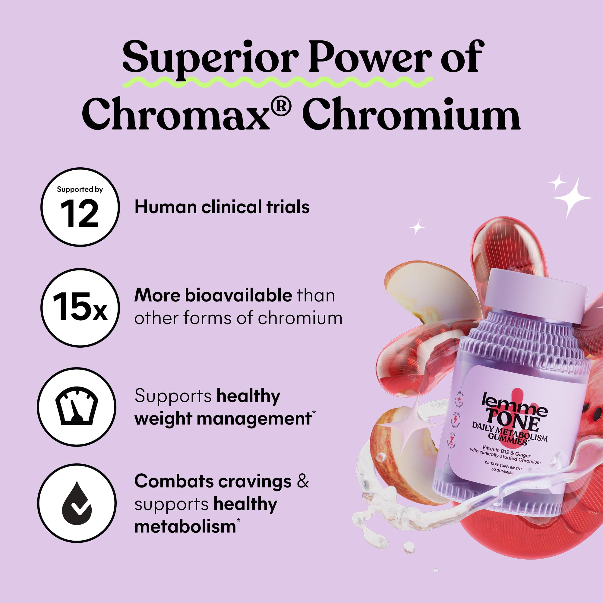 Lemme Tone Chromax chromium bottle emphasizing metabolism support