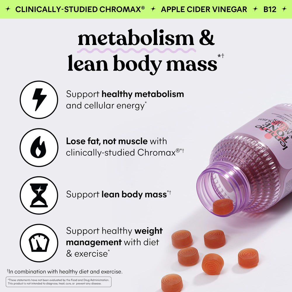 Lemme Tone chromium (Chromax) bottle highlighting lean body mass support