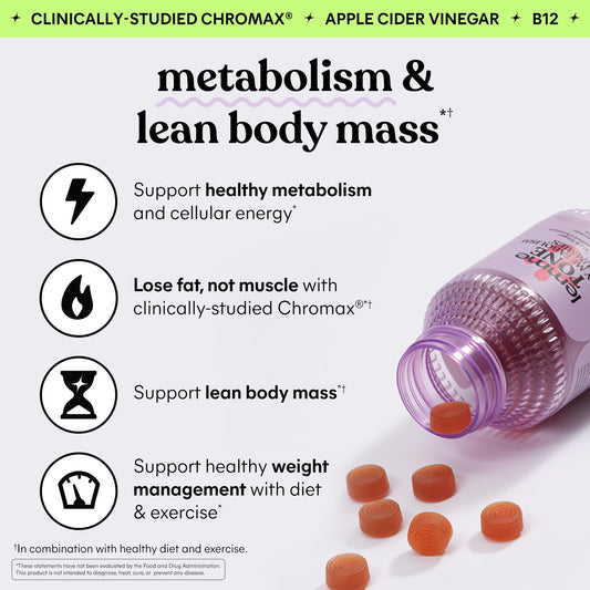 Lemme Tone chromium (Chromax) bottle highlighting lean body mass support