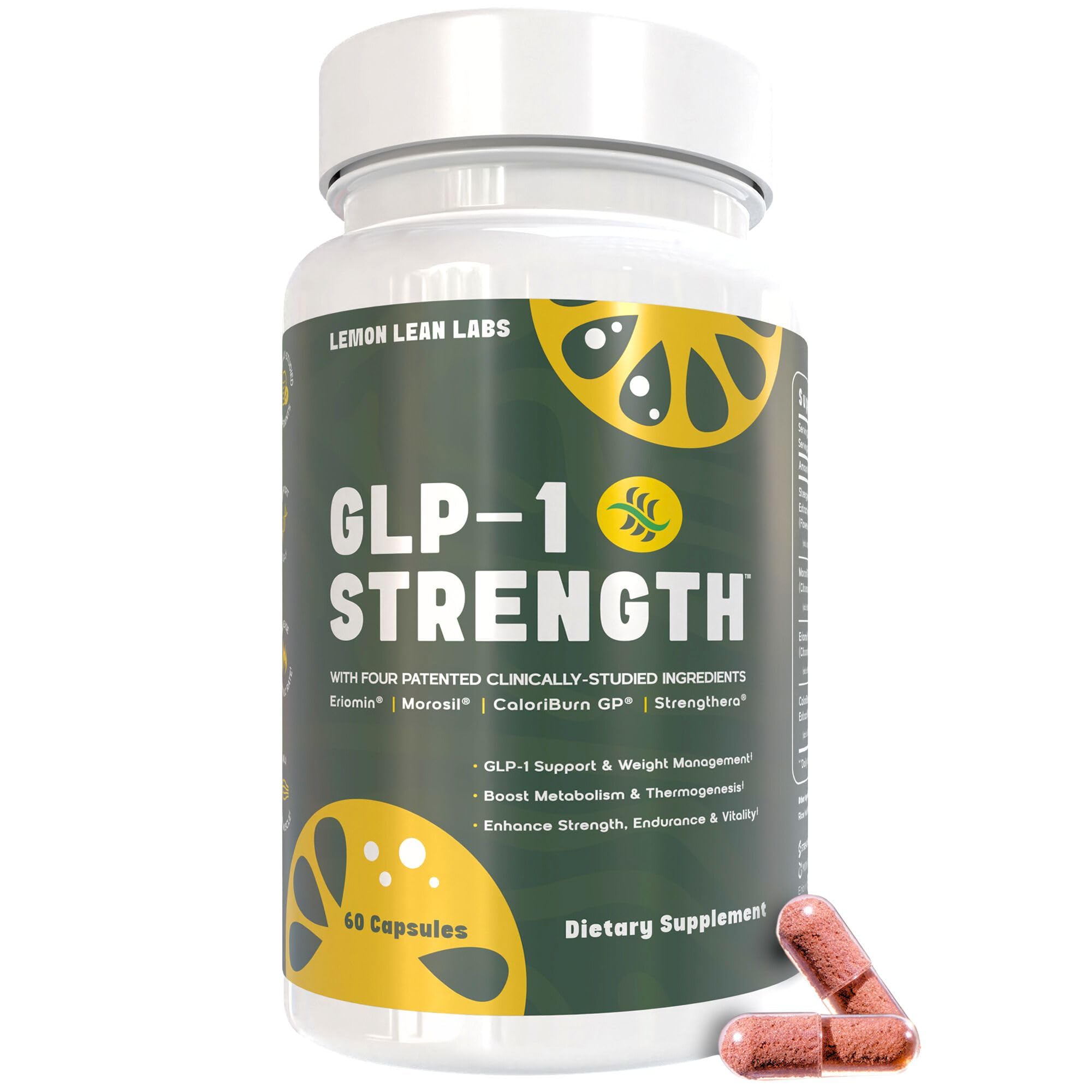 Cap and seal close-up on Lemon Lean Labs GLP-1 Strength bottle.