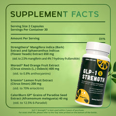Capsules in a clear glass bottle from Lemon Lean Labs GLP-1 Strength.