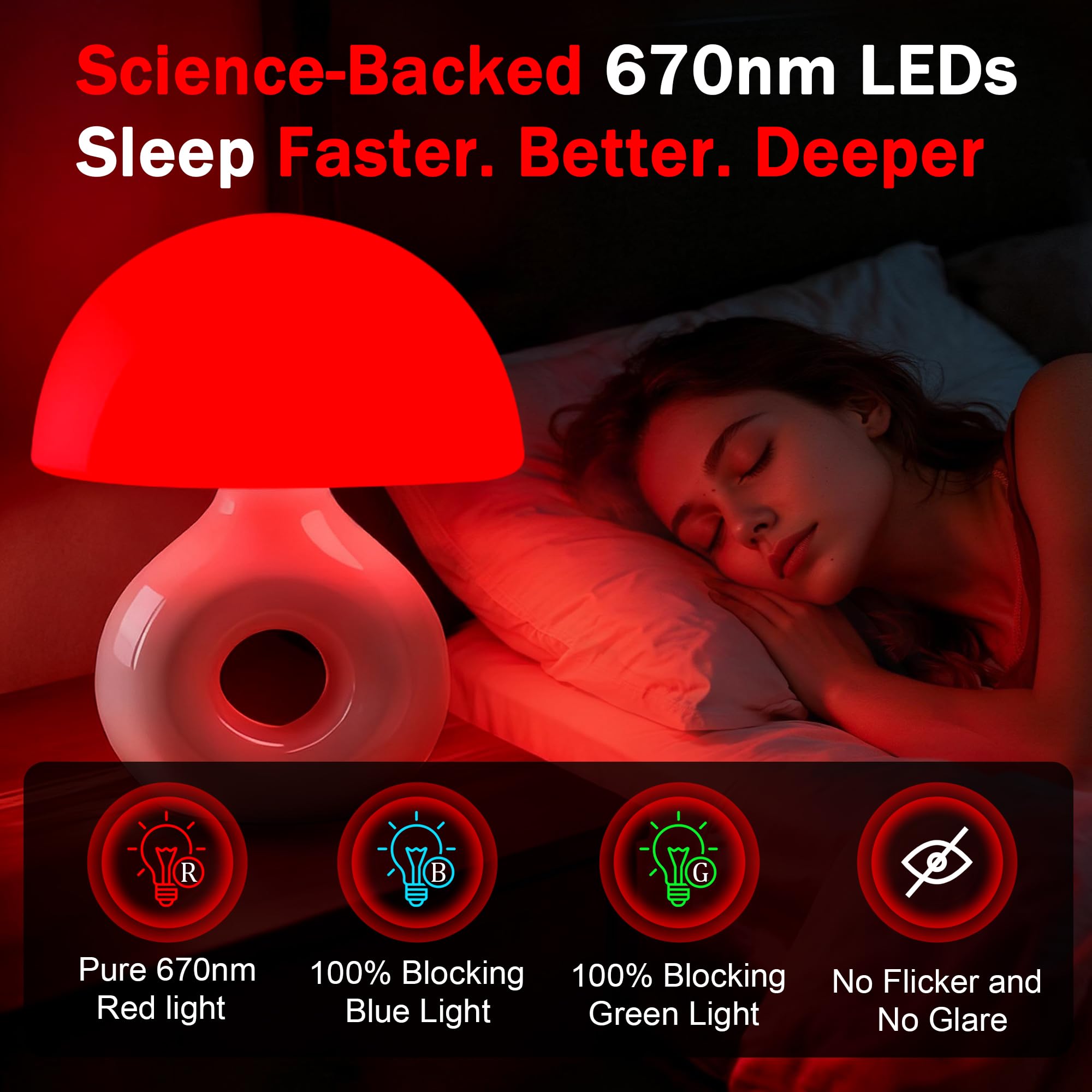 LemSen mushroom lamp with 5-level dimming for gentle bedside lighting