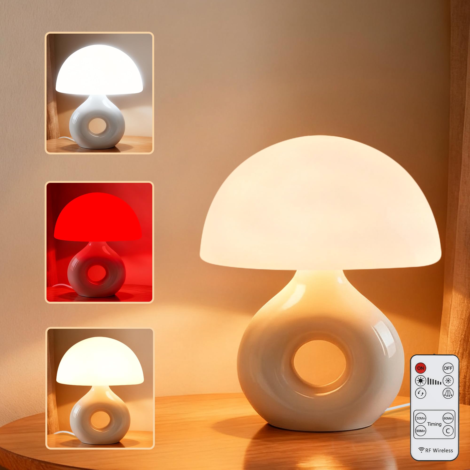 LemSen mushroom lamp emits 670nm red light for soothing evenings and ambiance