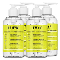 Lemyn Organics hand sanitizer gel bottle with pump for quick sanitizing on the go