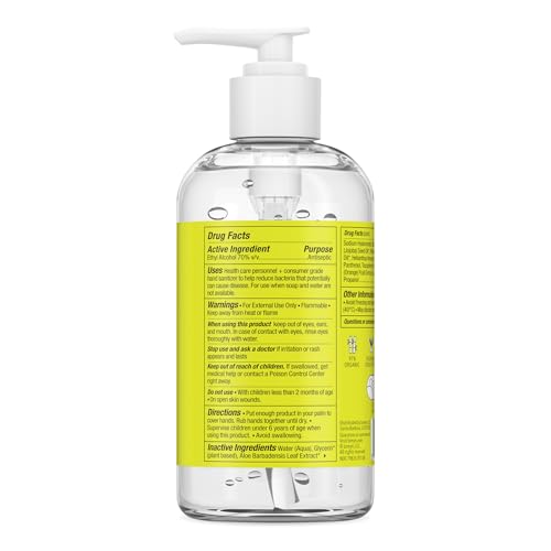 Lemyn Organics hand sanitizer gel pump top close-up showing easy dispense.