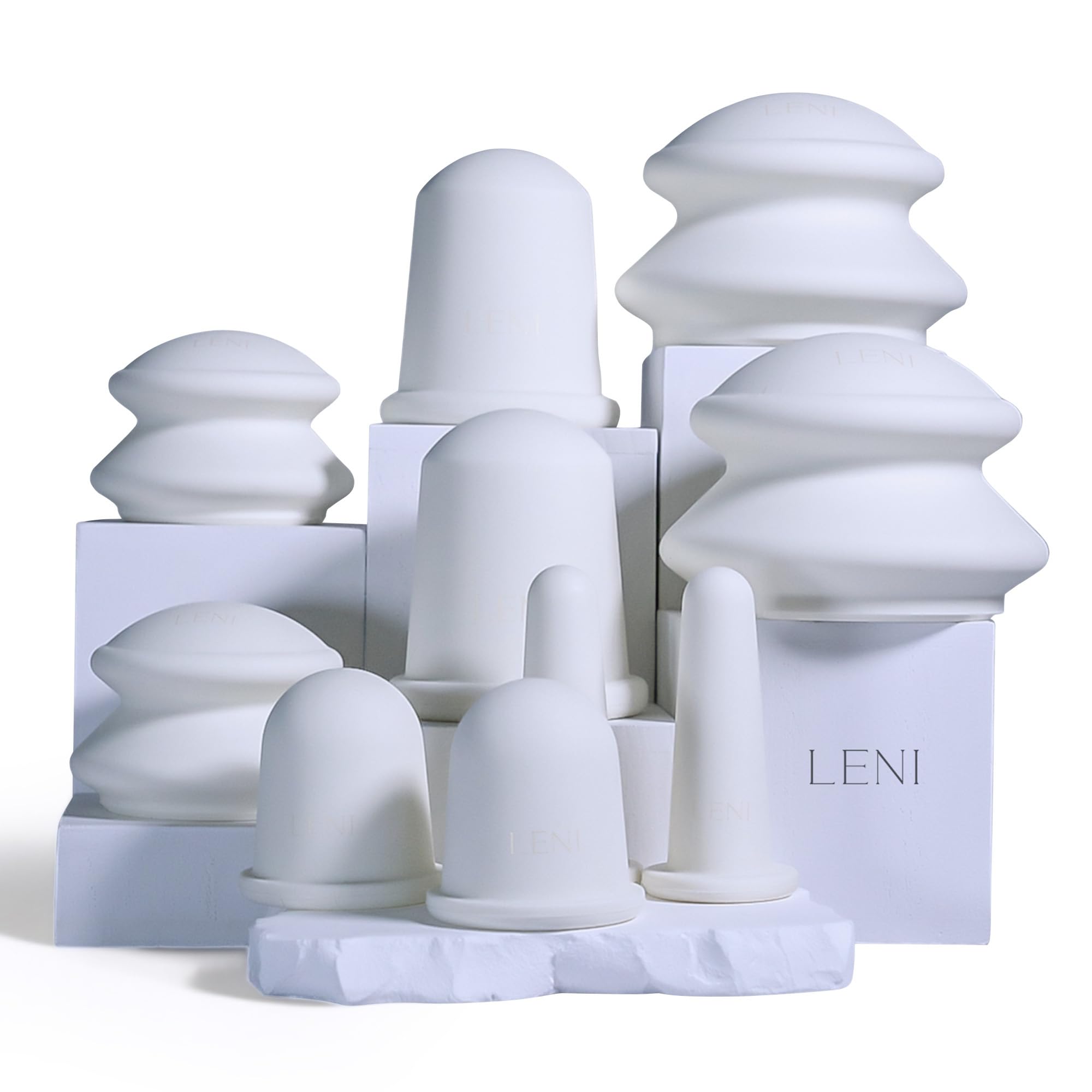 LENI back cupping set shows back area with cups for relaxation and improved circulation