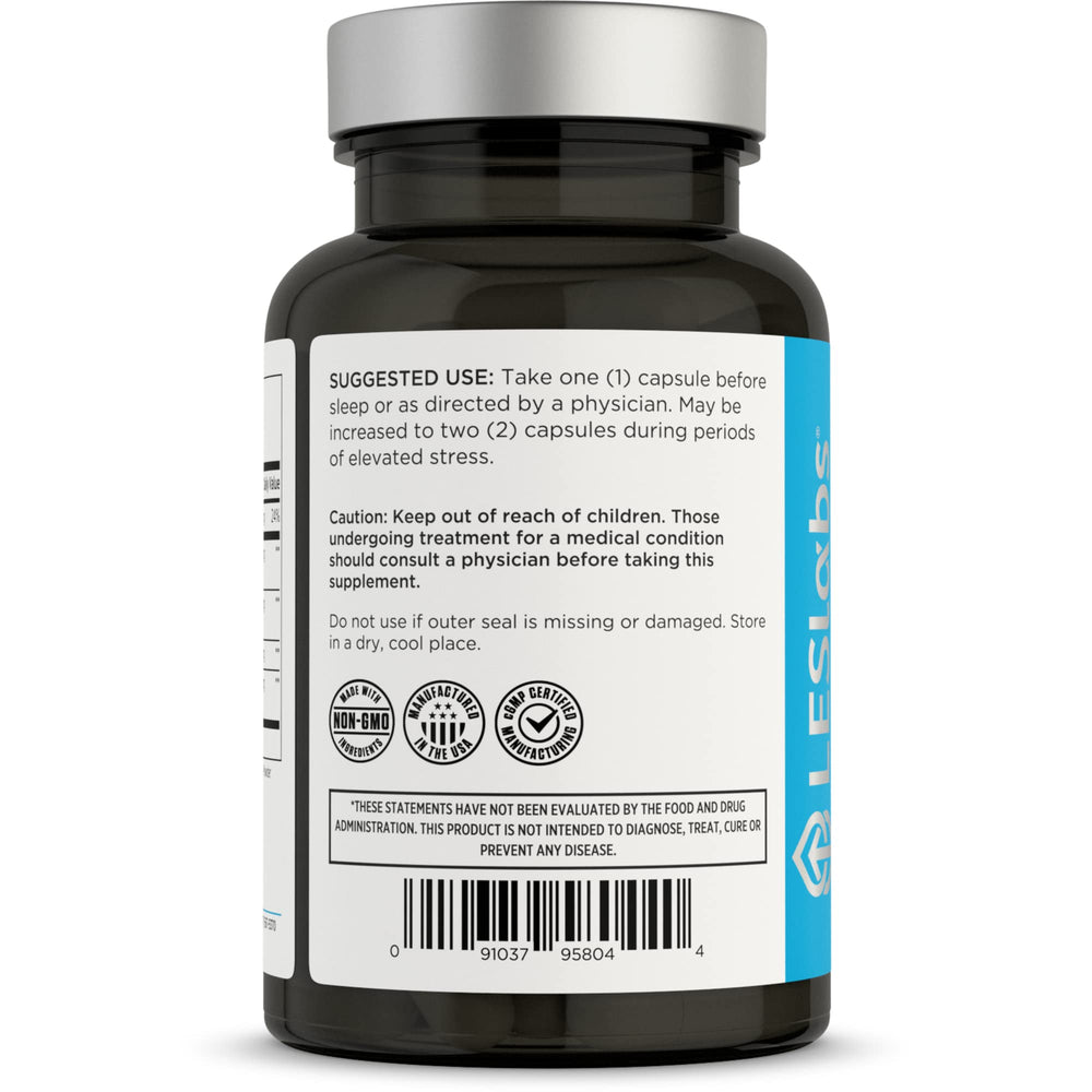 LES Labs Cortisol Health ingredient panel featuring phosphatidylserine and adaptogens