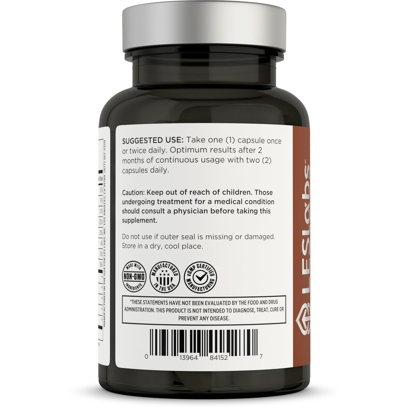 LES Labs Hair Health ingredients label featuring bamboo extract for nail strength