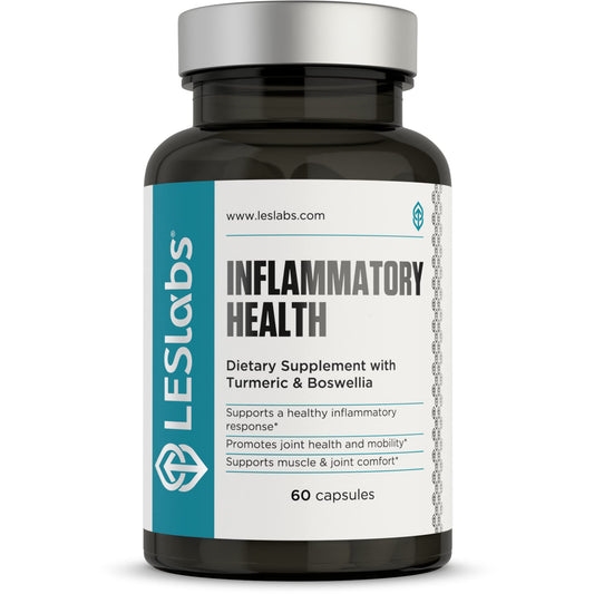 LES Labs Inflammatory Health bottle front with capsules for joint comfort and mobility.
