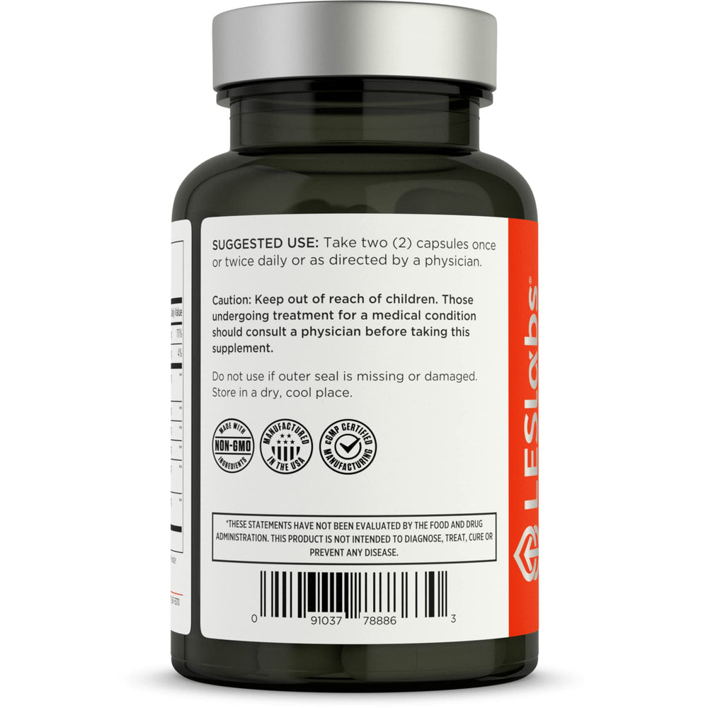 LES Labs Liver Support label detail highlighting key ingredients for detox support.