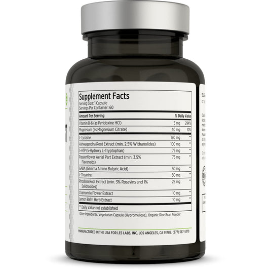 LES Labs Mood Boost capsules ready for daily use to support relaxation.
