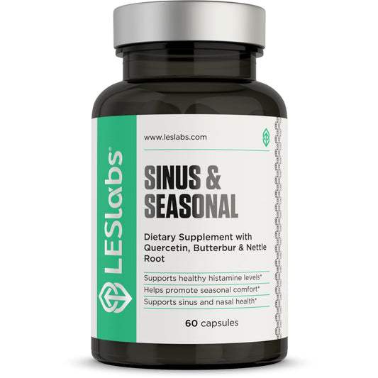 Les Labs Sinus & Seasonal bottle front view for non-drowsy nasal support