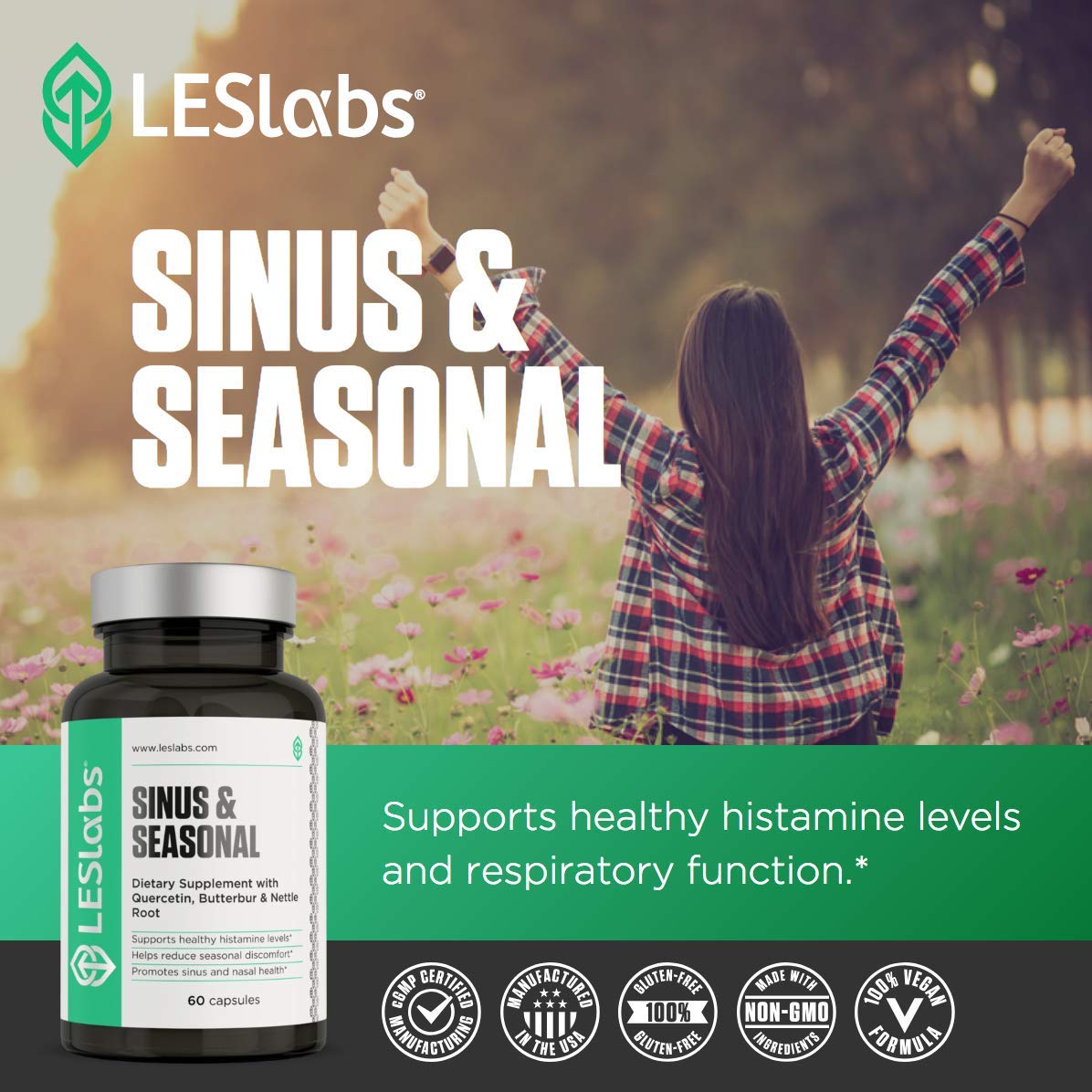 Les Labs Sinus & Seasonal capsules aiding breathing ease during use
