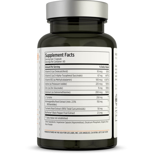 LES Labs Thyroid Support capsules ready for daily use