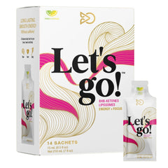 Let Go tangy citrus BHB ketone gel pouch delivering quick energy and focus.
