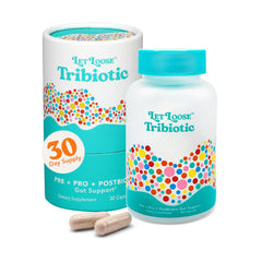 Let Loose Daily Tribiotic pills in bottle support smoother digestion.