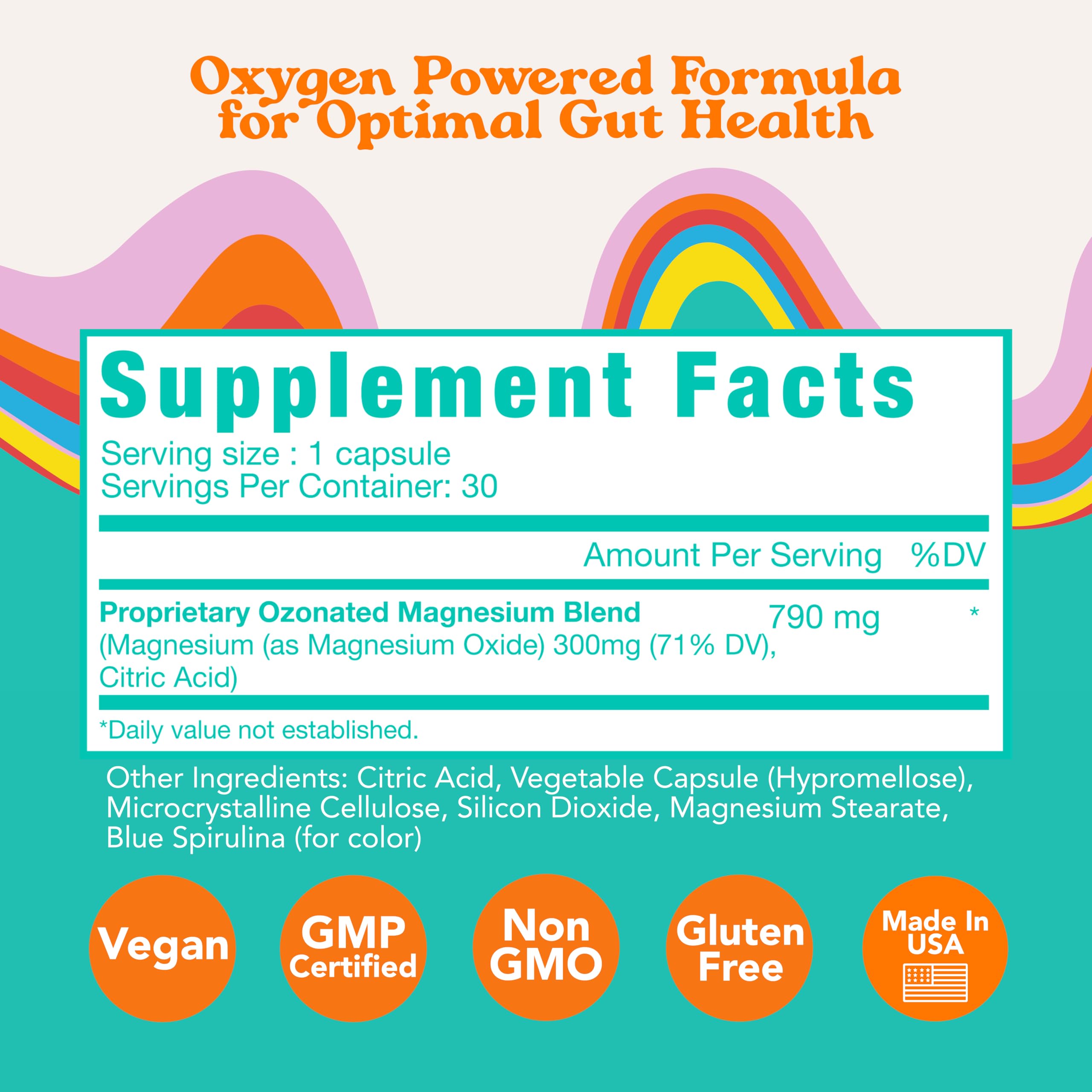Let Loose ozonated magnesium oxide ingredients label highlighting the formula