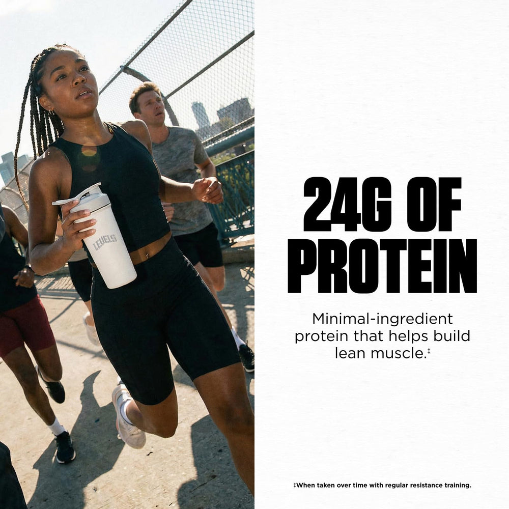 Levels Grass-Fed Whey texture closeup highlighting natural ingredients.