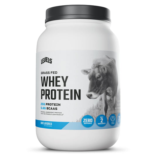 Levels Grass Fed Whey protein scoop for quick post-workout protein