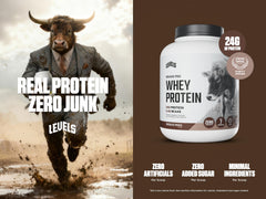 Scoop of Levels Grass-Fed Whey delivers 24g protein per serving for fueling.