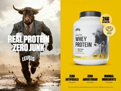Levels Grass-Fed Whey Vanilla Bean powder canister ready for daily shakes