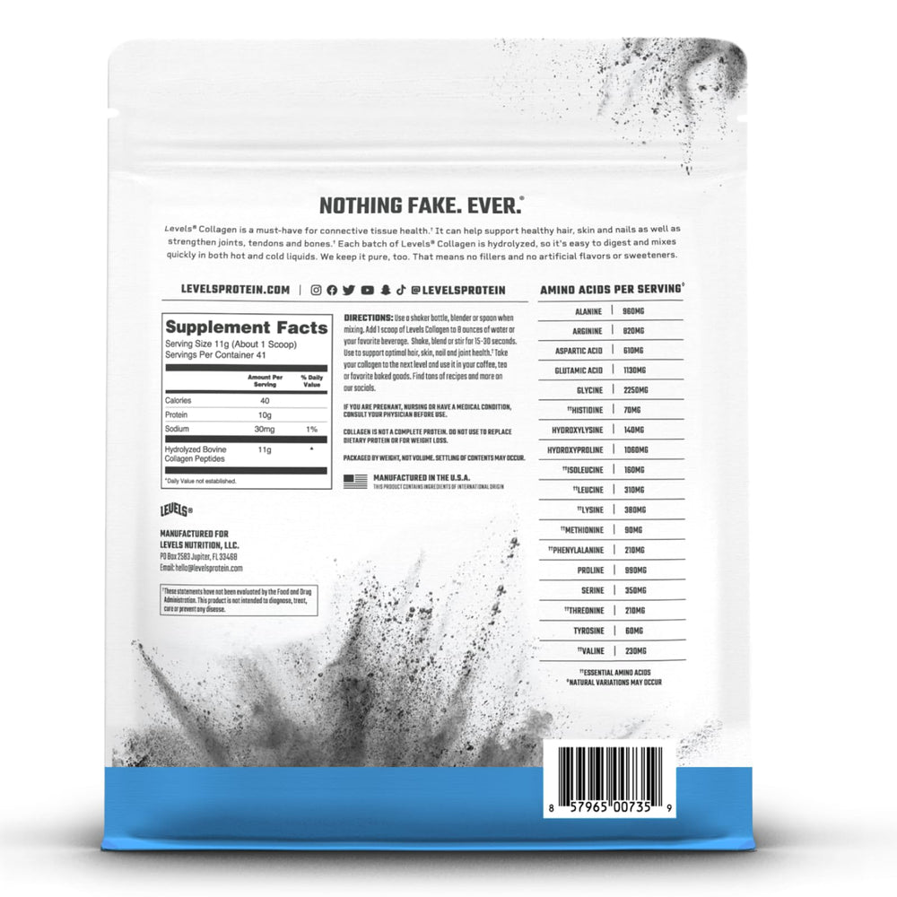 Measuring Levels Nutrition collagen peptides with scoop for easy dosing