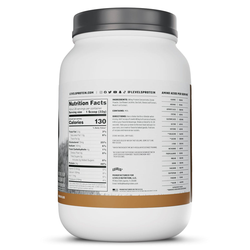 Shake time with Levels Grass Fed Whey in a mixer bottle