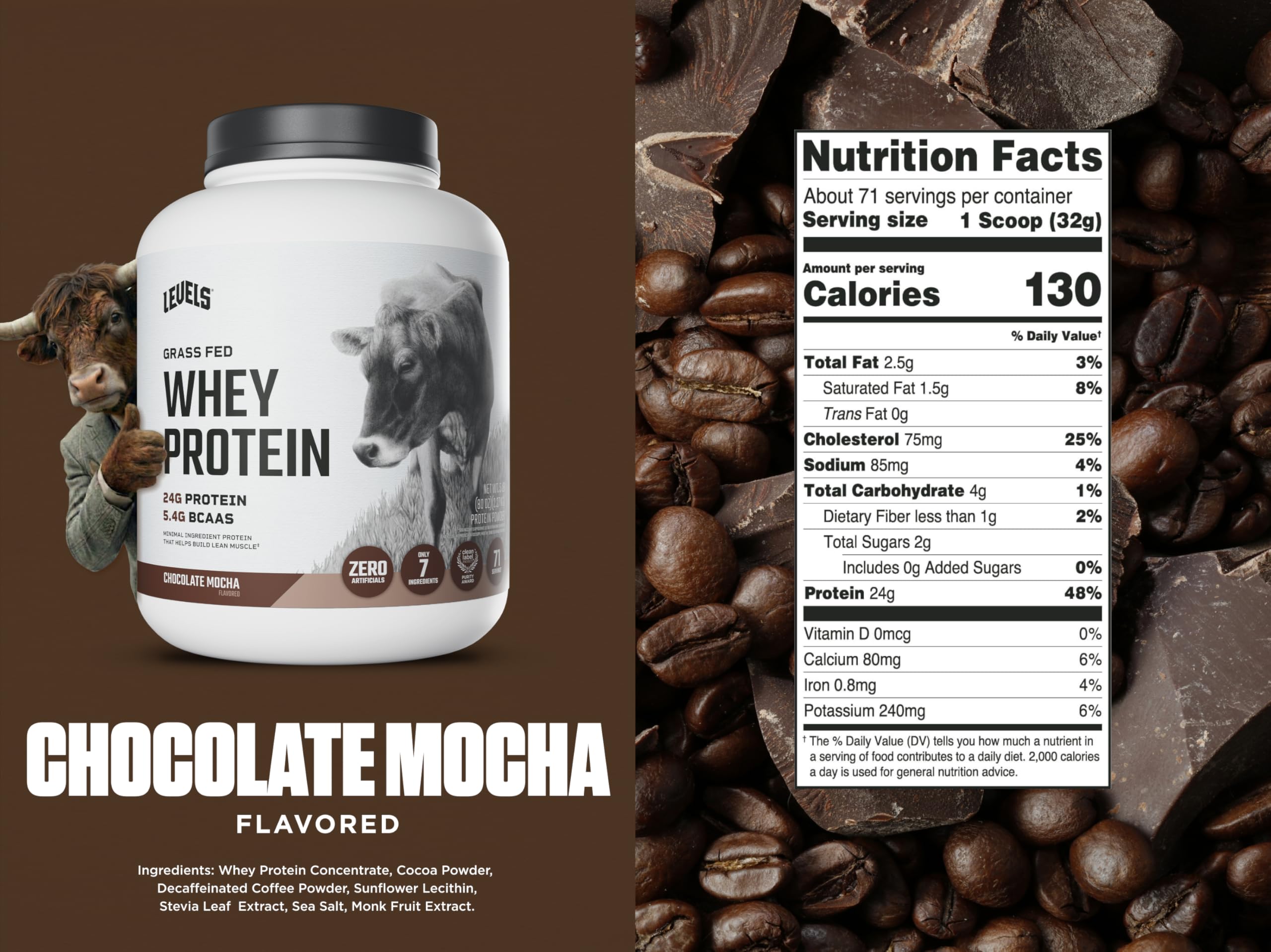 Shake of Levels whey protein in a glass shows smooth mix and convenience for daily use.