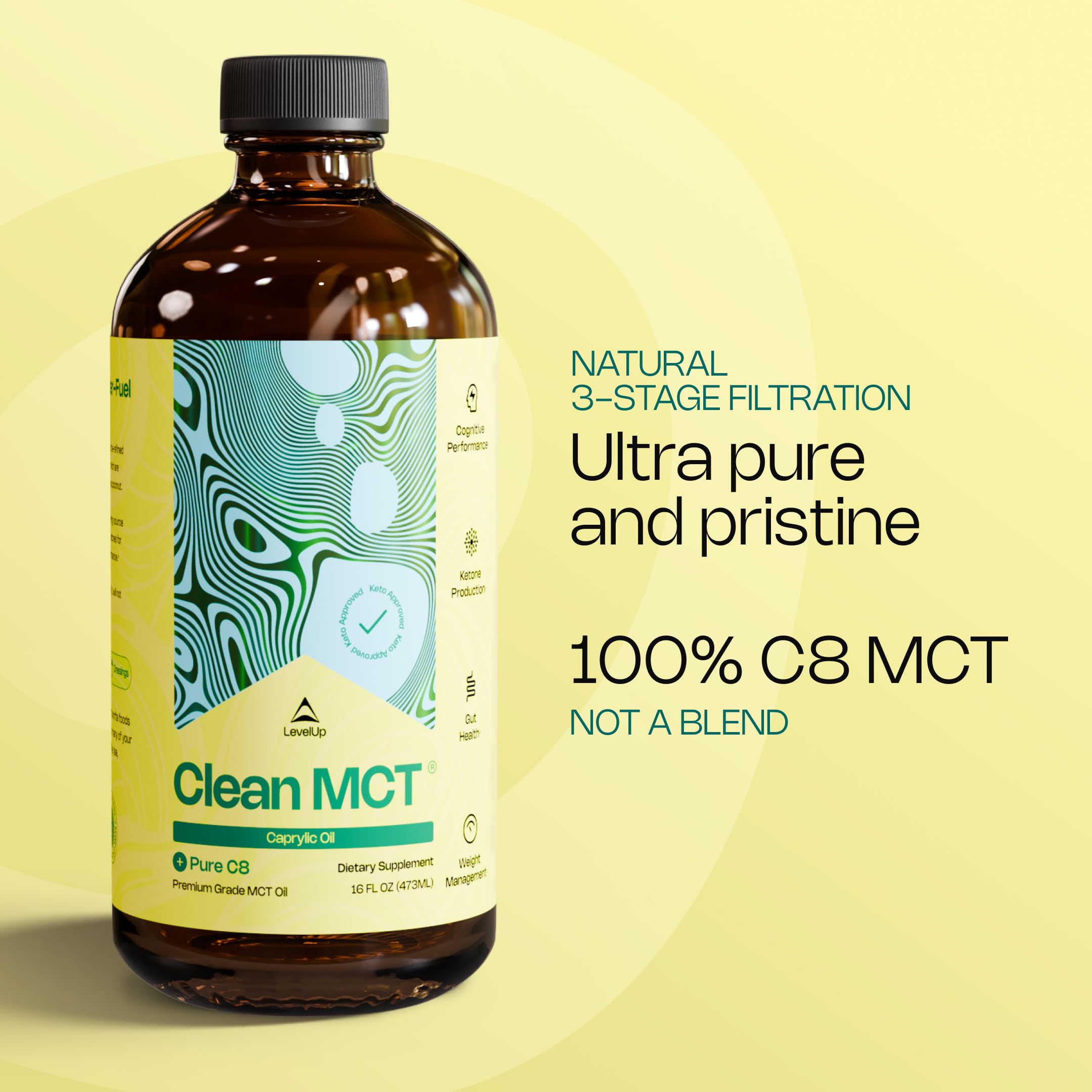 Daily use shot showing LevelUp C8 MCT Oil in a simple routine