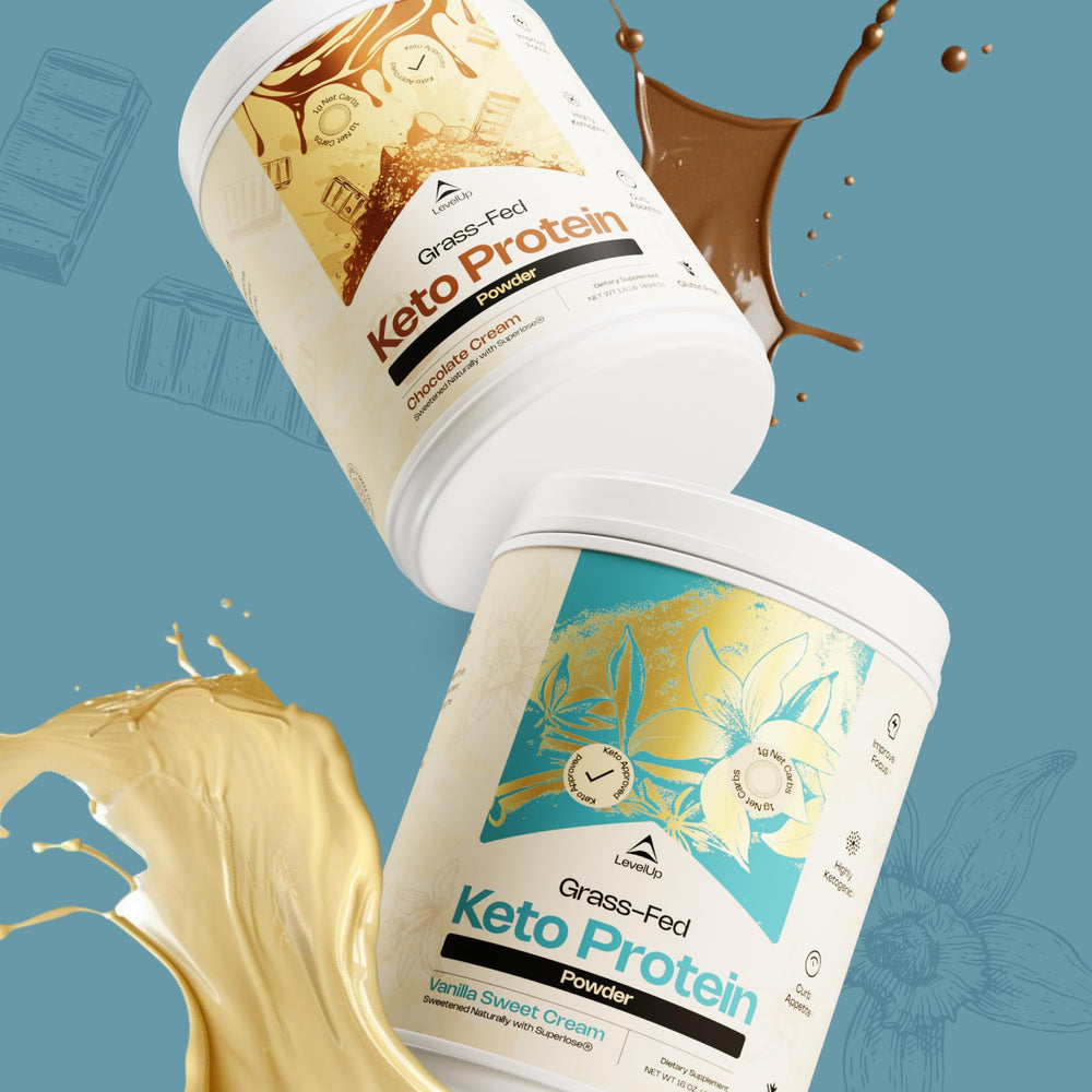 LevelUp Keto Protein ingredients with Irish butter evokes rich flavor.