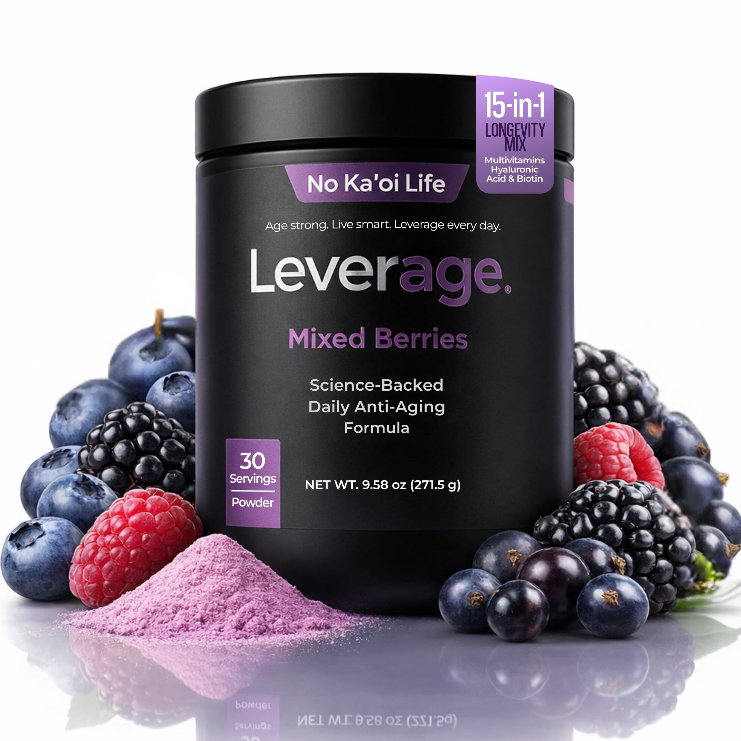 Leverage mixed berries powder in a tin for daily vitality support