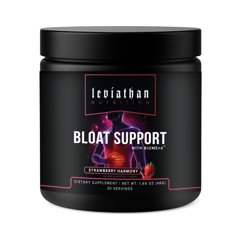 Leviathan Nutrition Bloat Support BIOMend powder in a bottle for easy daily use.