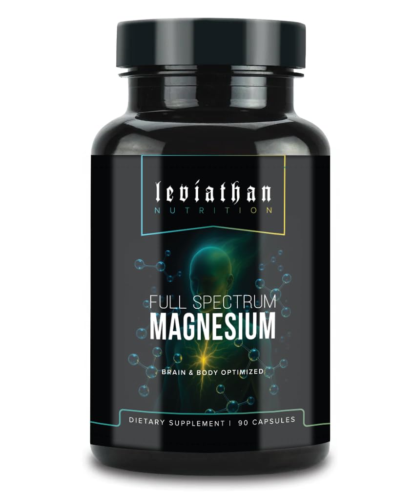 Leviathan Nutrition Full Spectrum Magnesium bottle with easy-to-swallow capsules for daily supplementation