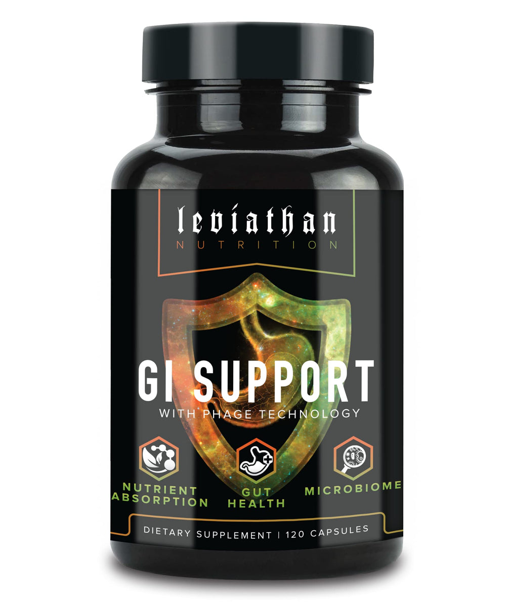 Leviathan Nutrition GI balance bottle pour supports daily gut health.